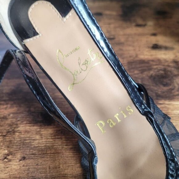 Christian Louboutin Black Mousseline Mesh Suede Marchella Pumps - Picture 3 of 5